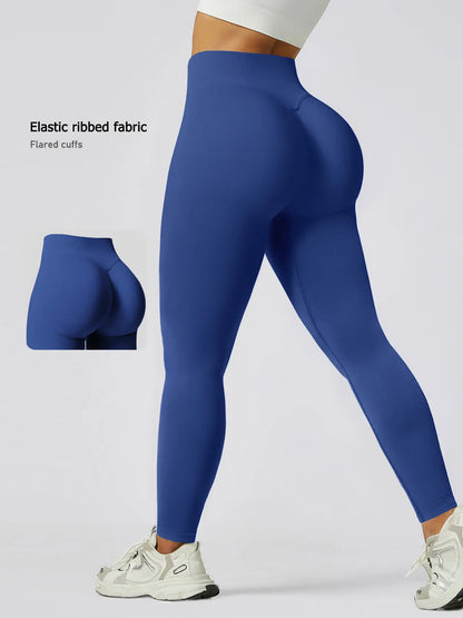 Women'S Seamless High-Waisted Sporty Leggings, Gym Fitness Leggings, Tight-Fitting Knit Fabric, Butt-Lifting Yoga Pants for All Seasons, Seamless Workout Leggings
