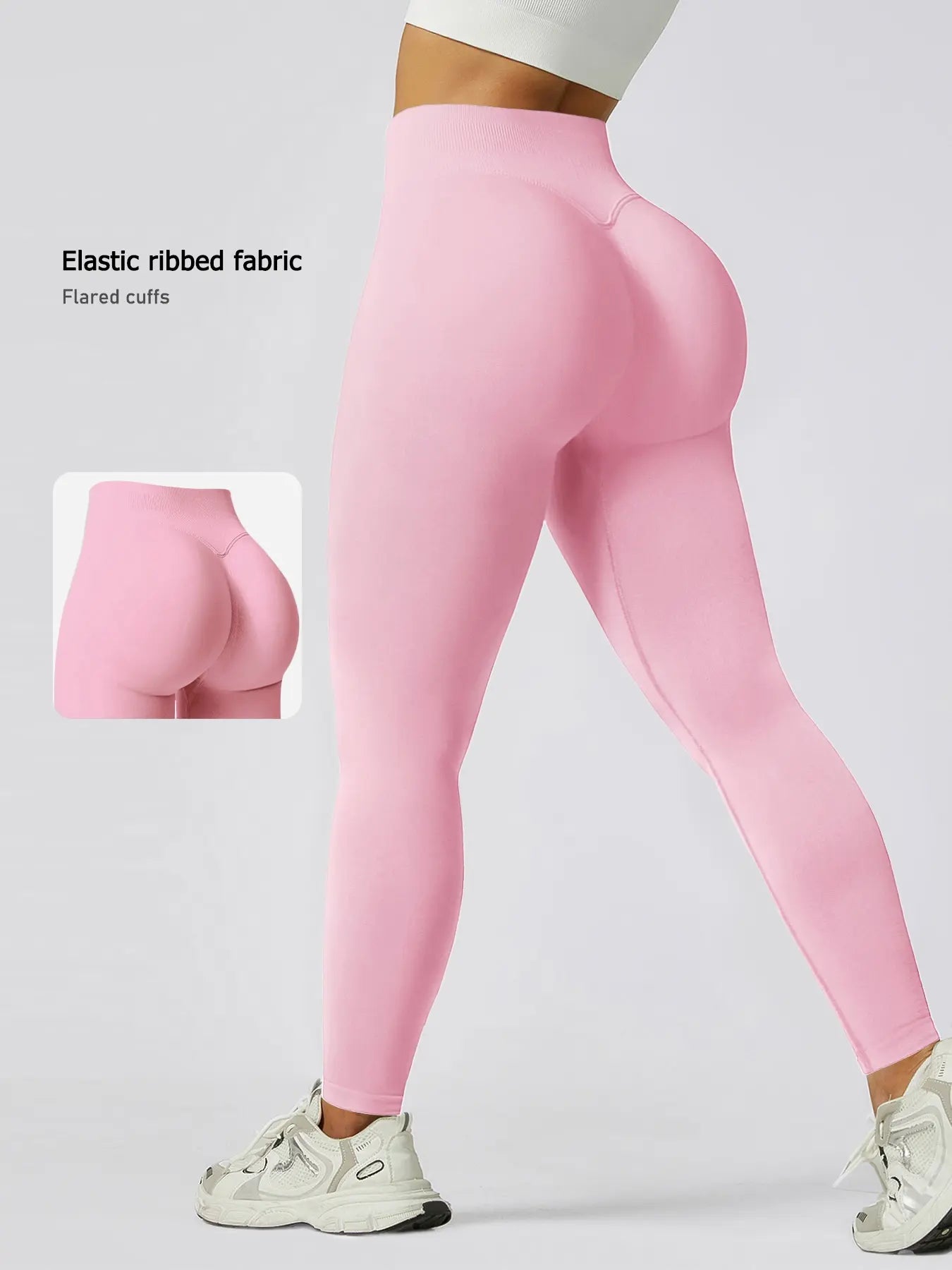 Women'S Seamless High-Waisted Sporty Leggings, Gym Fitness Leggings, Tight-Fitting Knit Fabric, Butt-Lifting Yoga Pants for All Seasons, Seamless Workout Leggings